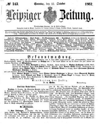 Leipziger Zeitung Sonntag 12. Oktober 1862