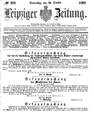 Leipziger Zeitung Donnerstag 30. Oktober 1862