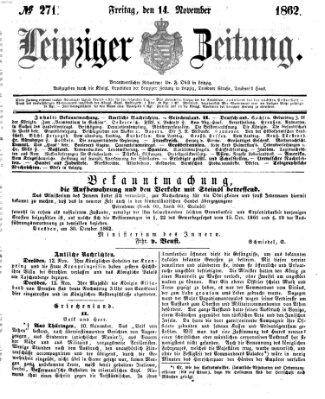 Leipziger Zeitung Freitag 14. November 1862