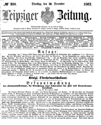 Leipziger Zeitung Dienstag 30. Dezember 1862