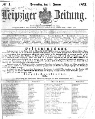 Leipziger Zeitung Donnerstag 1. Januar 1863