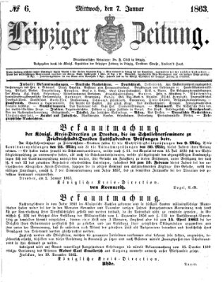 Leipziger Zeitung Mittwoch 7. Januar 1863