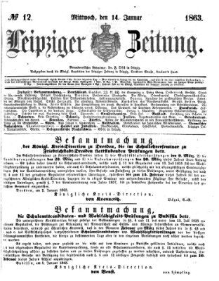 Leipziger Zeitung Mittwoch 14. Januar 1863