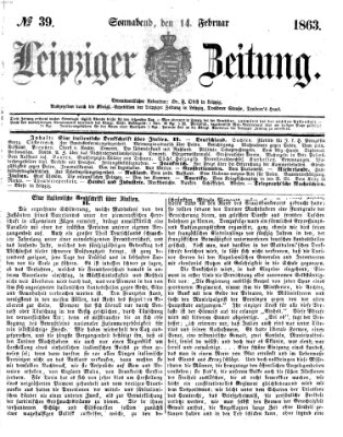 Leipziger Zeitung Samstag 14. Februar 1863