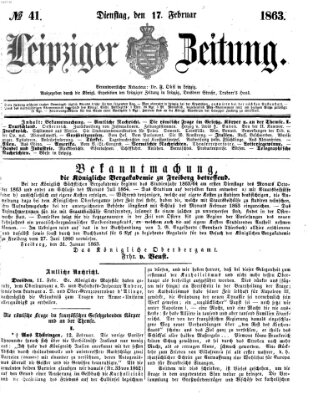 Leipziger Zeitung Dienstag 17. Februar 1863