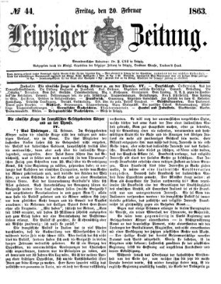 Leipziger Zeitung Freitag 20. Februar 1863