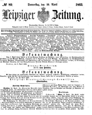 Leipziger Zeitung Donnerstag 16. April 1863