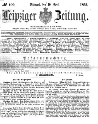 Leipziger Zeitung Mittwoch 29. April 1863