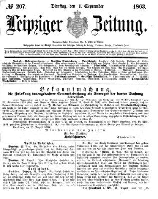 Leipziger Zeitung Dienstag 1. September 1863