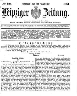 Leipziger Zeitung Mittwoch 23. September 1863