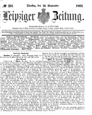 Leipziger Zeitung Dienstag 29. September 1863