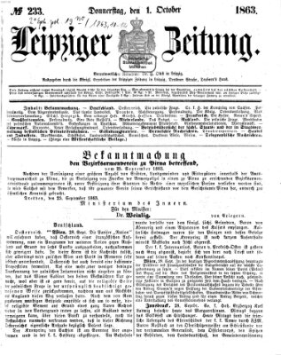 Leipziger Zeitung Donnerstag 1. Oktober 1863