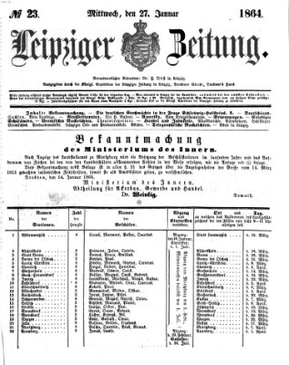 Leipziger Zeitung Mittwoch 27. Januar 1864