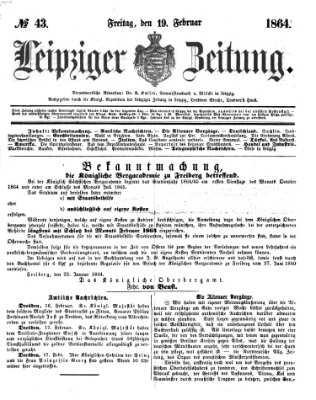 Leipziger Zeitung Freitag 19. Februar 1864