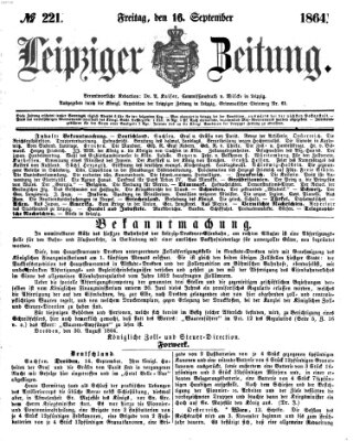 Leipziger Zeitung Freitag 16. September 1864