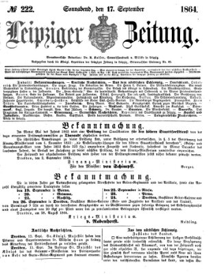 Leipziger Zeitung Samstag 17. September 1864