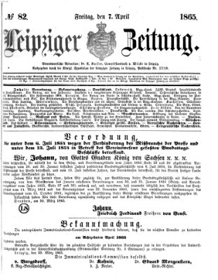 Leipziger Zeitung Freitag 7. April 1865