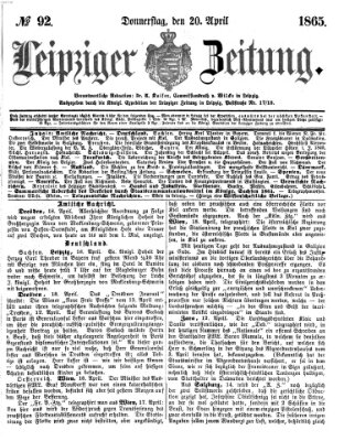 Leipziger Zeitung Donnerstag 20. April 1865