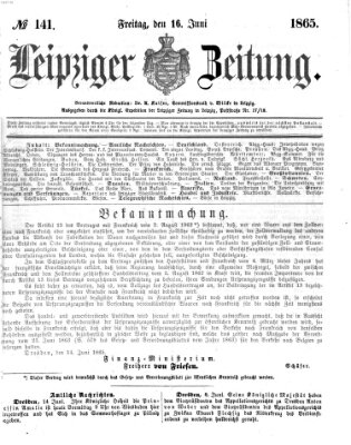 Leipziger Zeitung Freitag 16. Juni 1865