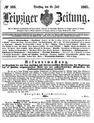 Leipziger Zeitung Dienstag 18. Juli 1865