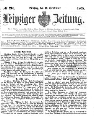 Leipziger Zeitung Dienstag 12. September 1865