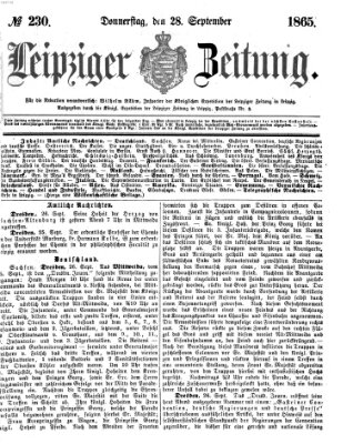 Leipziger Zeitung Donnerstag 28. September 1865