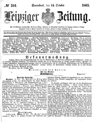 Leipziger Zeitung Samstag 14. Oktober 1865