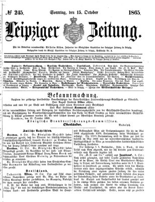 Leipziger Zeitung Sonntag 15. Oktober 1865