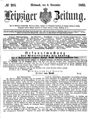 Leipziger Zeitung Mittwoch 8. November 1865