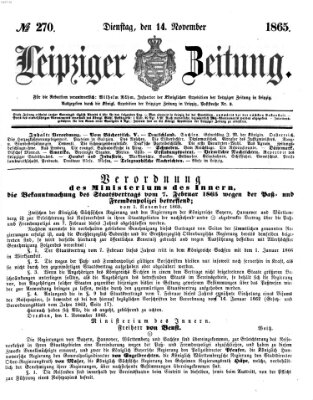 Leipziger Zeitung Dienstag 14. November 1865