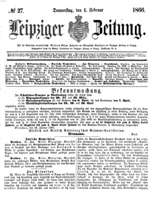 Leipziger Zeitung Donnerstag 1. Februar 1866