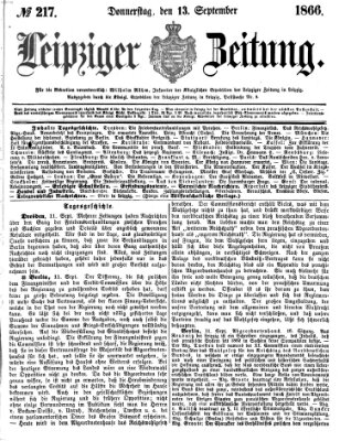 Leipziger Zeitung Donnerstag 13. September 1866