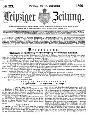 Leipziger Zeitung Dienstag 18. September 1866