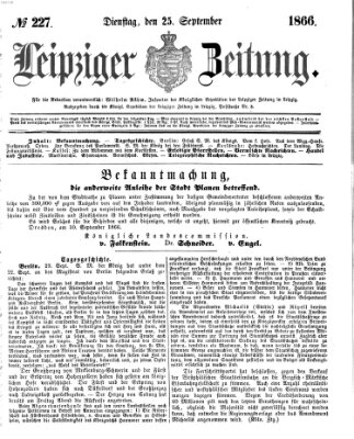 Leipziger Zeitung Dienstag 25. September 1866