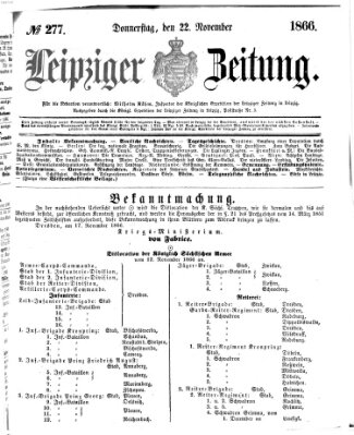 Leipziger Zeitung Donnerstag 22. November 1866