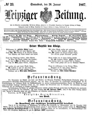 Leipziger Zeitung Samstag 26. Januar 1867