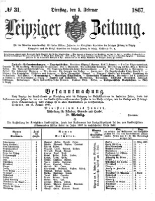 Leipziger Zeitung Dienstag 5. Februar 1867