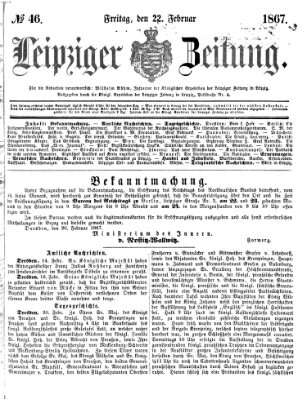 Leipziger Zeitung Freitag 22. Februar 1867