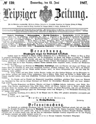 Leipziger Zeitung Donnerstag 13. Juni 1867