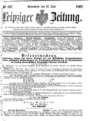 Leipziger Zeitung Samstag 22. Juni 1867