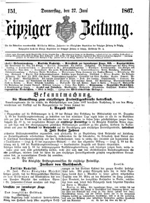 Leipziger Zeitung Donnerstag 27. Juni 1867