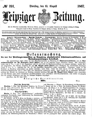 Leipziger Zeitung Dienstag 13. August 1867