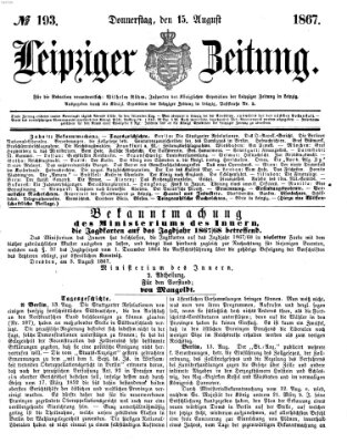 Leipziger Zeitung Donnerstag 15. August 1867