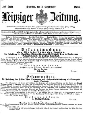 Leipziger Zeitung Dienstag 3. September 1867