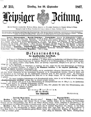 Leipziger Zeitung Dienstag 10. September 1867