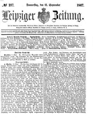 Leipziger Zeitung Donnerstag 12. September 1867