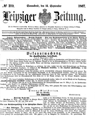 Leipziger Zeitung Samstag 14. September 1867