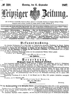 Leipziger Zeitung Sonntag 15. September 1867