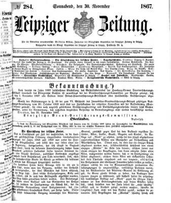 Leipziger Zeitung Samstag 30. November 1867