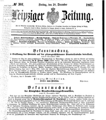 Leipziger Zeitung Freitag 20. Dezember 1867